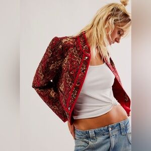 Free People Zoey Jacket in Cherry Combo - Sz XS/NWOT